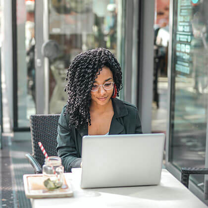 Customer searching for businesses outside of a Coffee shop