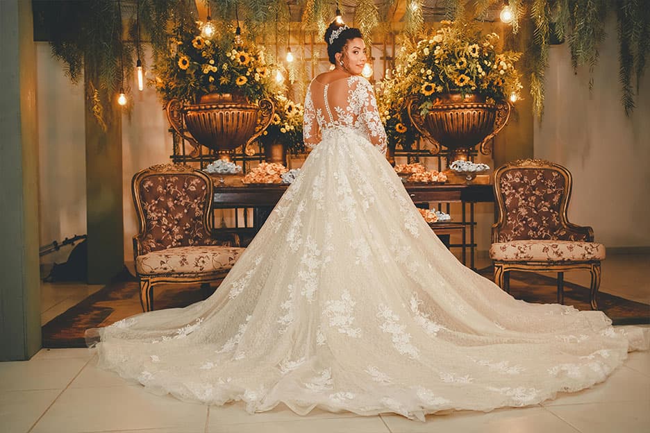 Bride wearing a traditional wedding dress